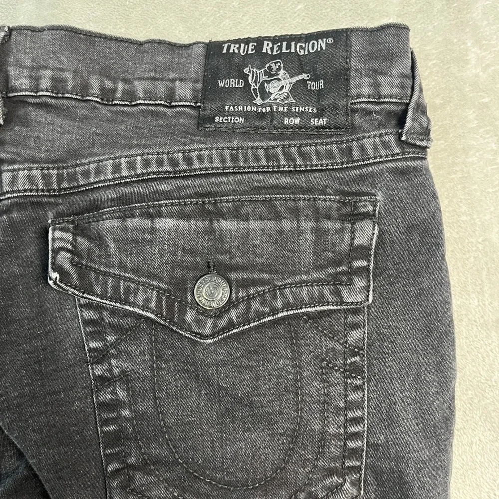 True Religion Rocco Relaxed Skinny Jeans Mens 40x32 Black Flap Pocket Denim